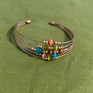 Multi color beaded gold band bracelet